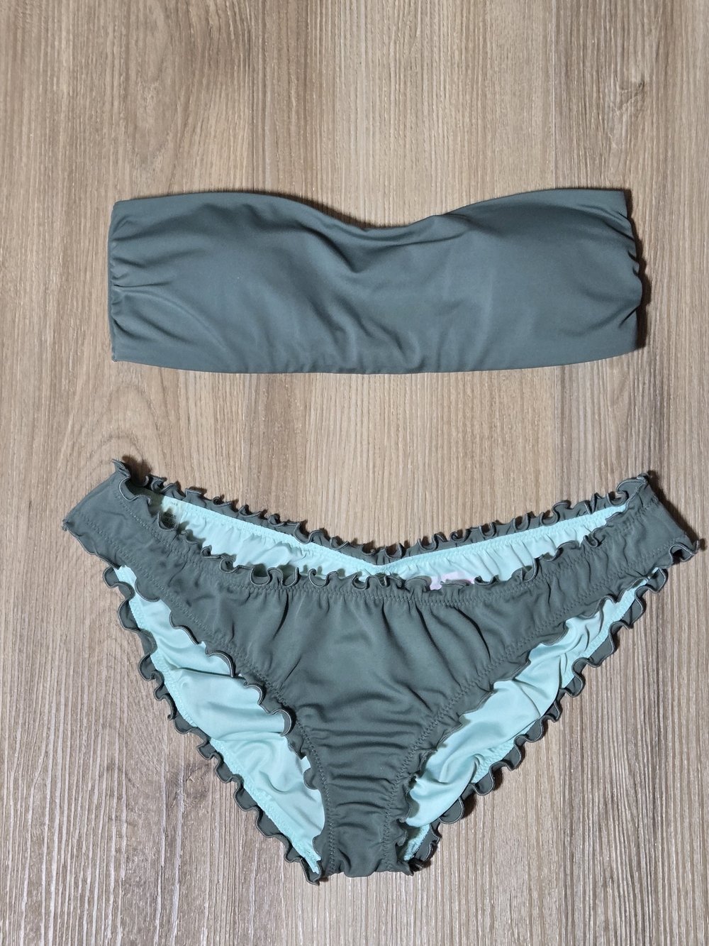 Victoria's Secret Olive Green and Ruffle Bikini Bottoms